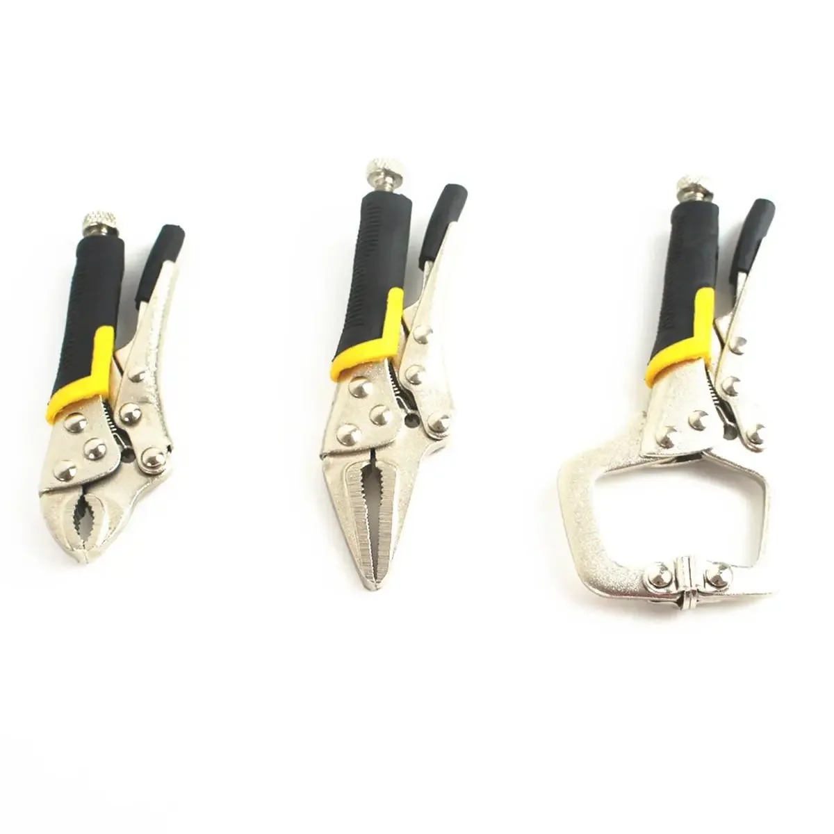 4'' Wood Face Clamp Vice Grip Kit 3pcs/set Plier Complete Locking C Type Clip Clamp Straight Needle Pliers Locking Self Grip