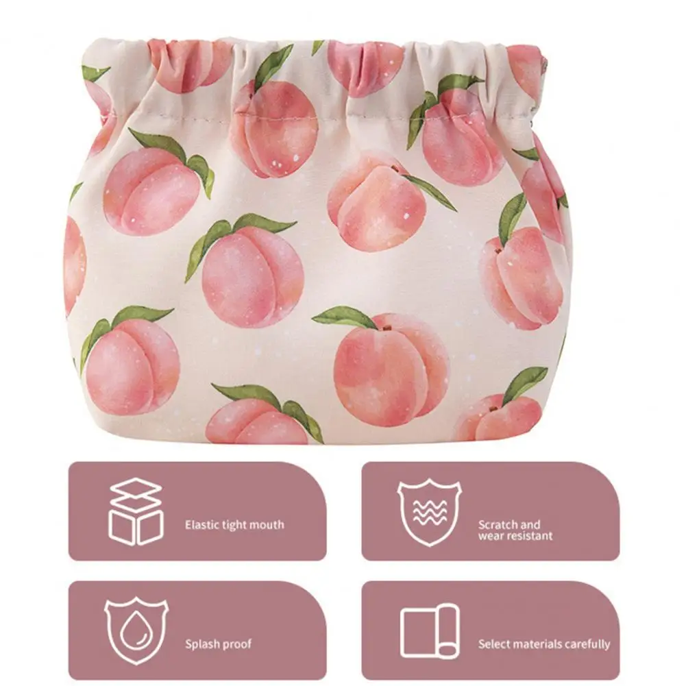 Makeup Storage Bag Cosmetic Organizer Pouch Floral Print Waterproof Lipstick Bag with Metal Spring Opening for Commute Travel