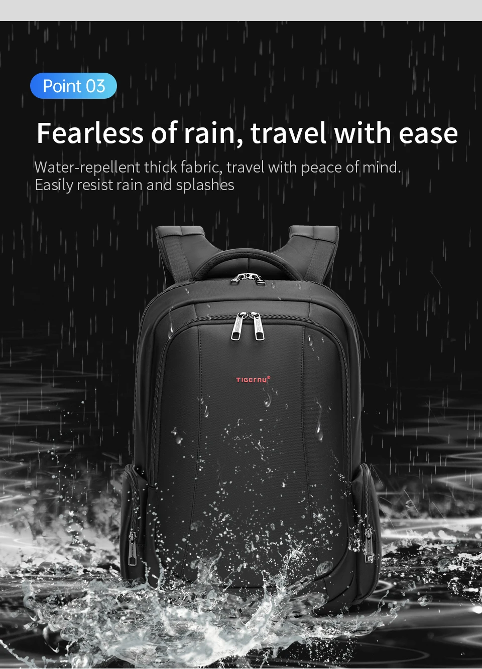 Tigernu Wasserdichte Nylon Rucksack Weibliche männer Rucksack Für 15,6 Laptop Notebook Tasche Mochilas Schule Rucksäcke Tasche Männlichen Rucksack – Detail 11
