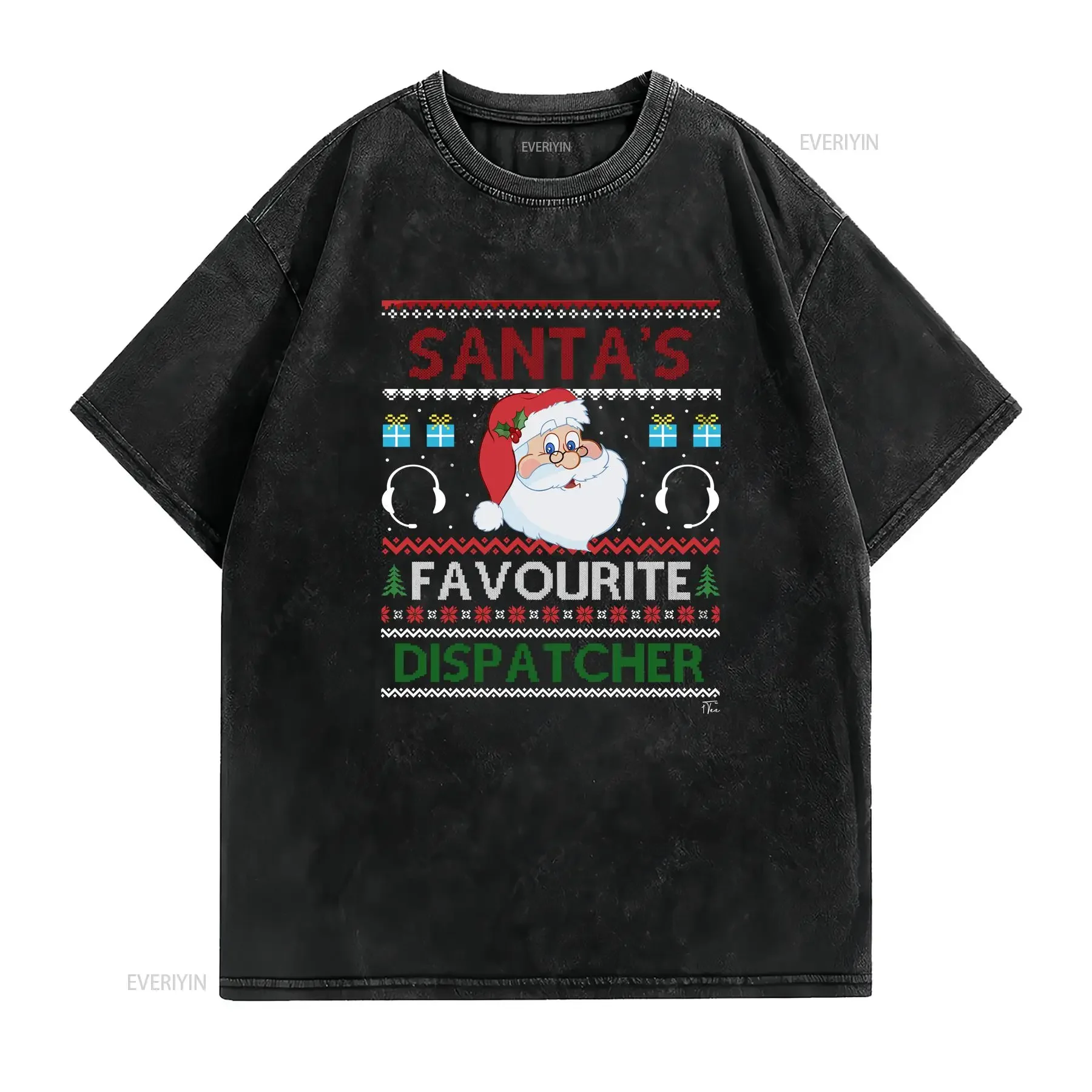1T T Shirt Mens Santa's Favourite Dispatcher vintage Washed Breathable homme Stretched Soft Comfortable designer clothes