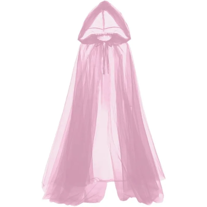 Capa unisex larga con capucha de doble capa de tul para cosplay de Halloween