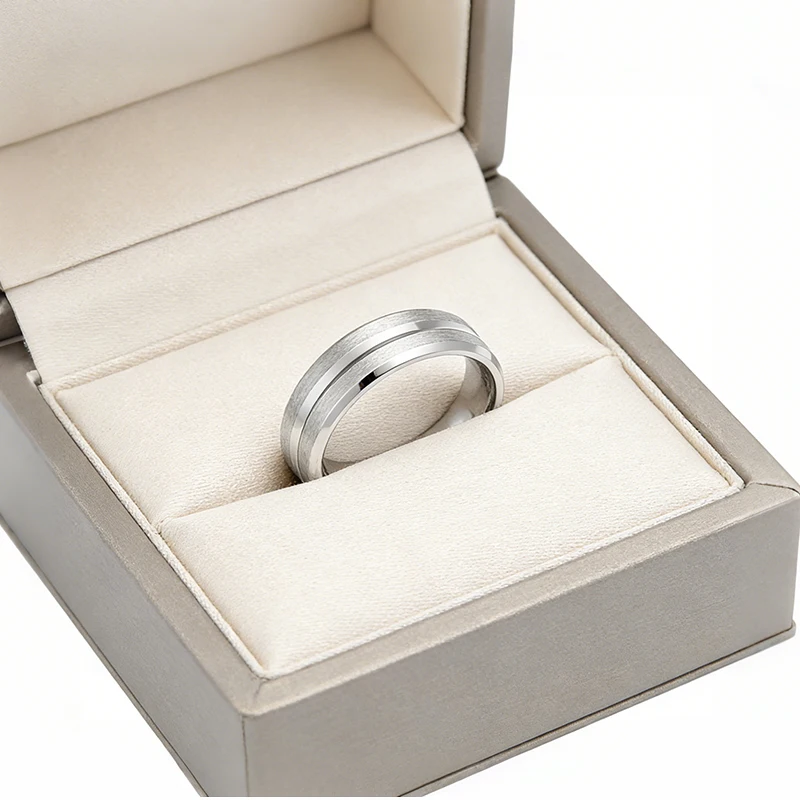 Classic Punk Men Women Stainless Steel Rings Matte Double Groove Male Wedding Fashion Fine Jewelry Birthday Gift Wholesale