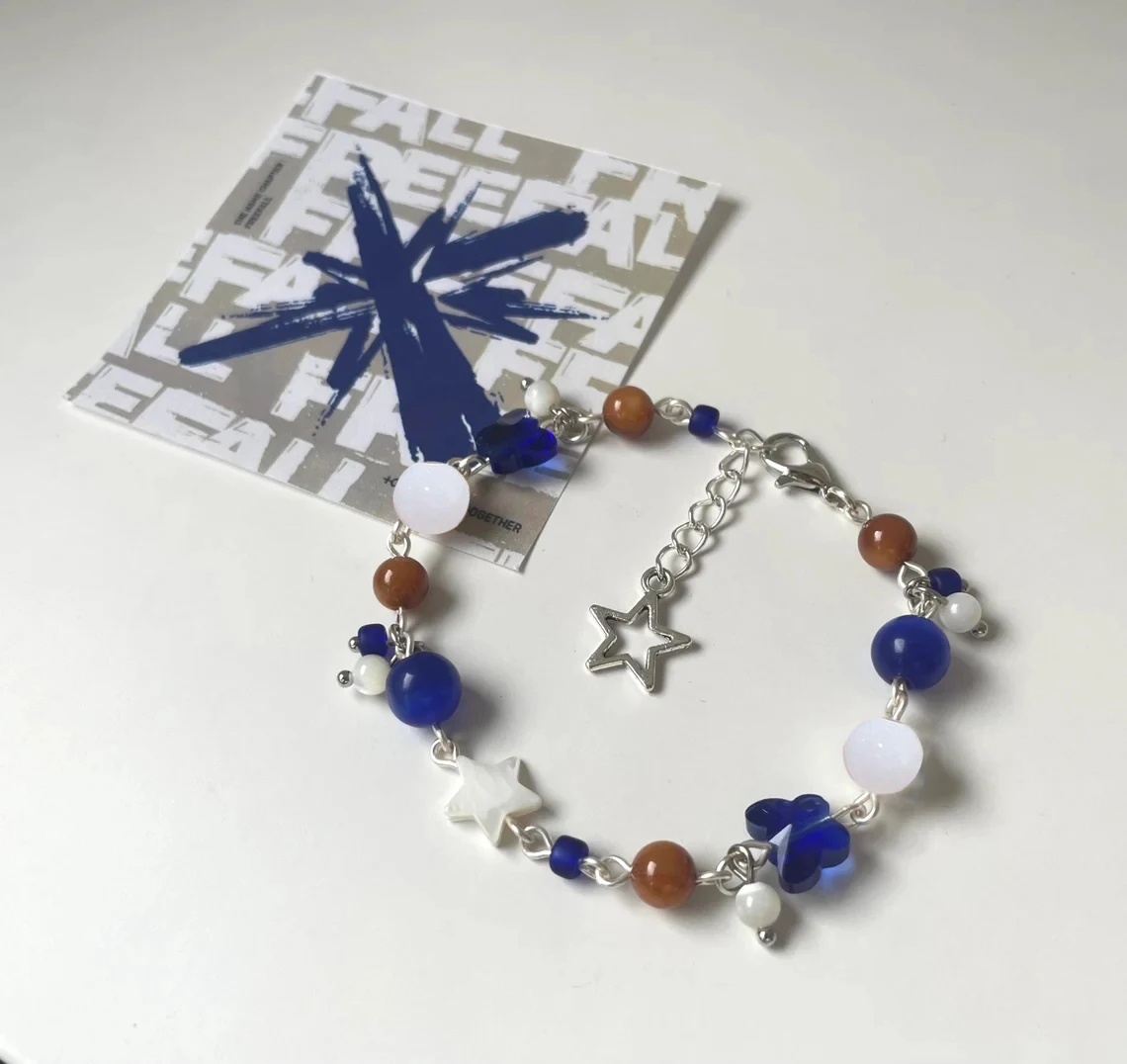 Handmade txt freefall inspired beaded bracelet | KPOP jewelry | handmade bracelet | moa gift | blue and white jewelry