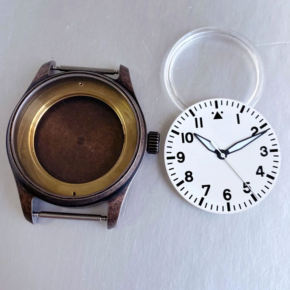 

Tandorio 39mm PVD Bronze Coating AR Sapphire Diver Brushed Pilot Watch Case Fit NH36 NH35 ETA2824 PT5000 Movement Screw Crown