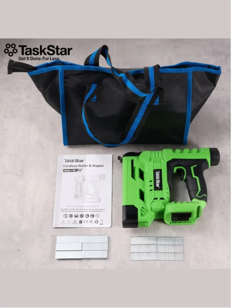 TaskStar 2-in-1 Elektrische Nagelpistole Kabellose Nagelmaschine mit 2,0Ah Akku LED-Licht 1000 Stück Bürstenlose Nagelpistole für Holz Heimwerker für Makita