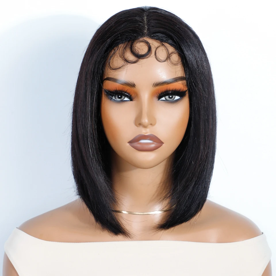 

Sleek Straight Bob Human Hair Wigs For Woemn 5X1 Short Lace Straight Bob Brazilian Hair Wigs With Baby Hair 10 Inch Short Hair