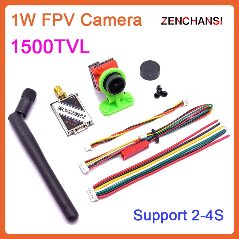 Ready to Use 5.8G FPV 1000mW adjustable Video Transmitter Lancher with Cmos 1500TVL Mini Camera 2.1mm Lens For RC Racing Drone