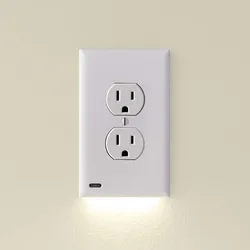 Replaces Plug-In Night Light - Electrical Receptacle Wall Plate With LED Night Lights Auto OnOff Sensor Wall Light Switch
