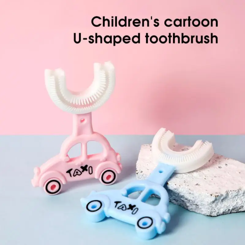 Cepillo de dientes para el cuidado de los niños, herramienta de limpieza para el cuidado bucal, forma de coche, creativo, de silicona en forma de U, de 1 a 8 piezas