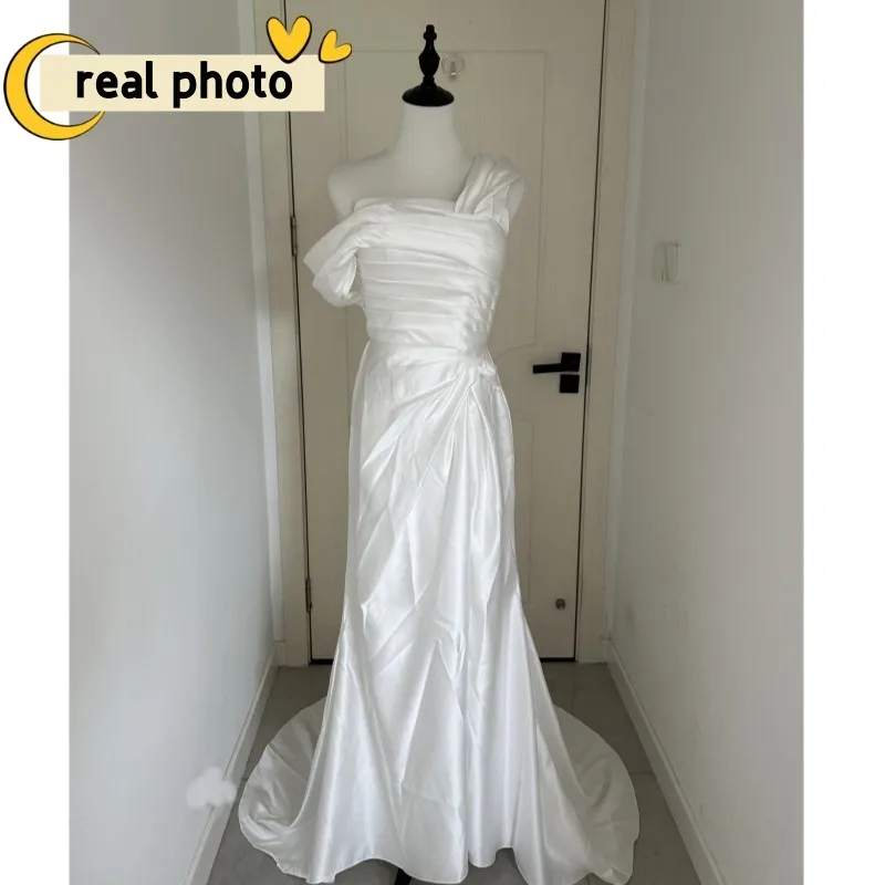 Sexy Split Wedding Dresses For Women 2024 Newest Simple Long Bridal Dress Elegant Long Soft Satin Vestidos De Novia Customized