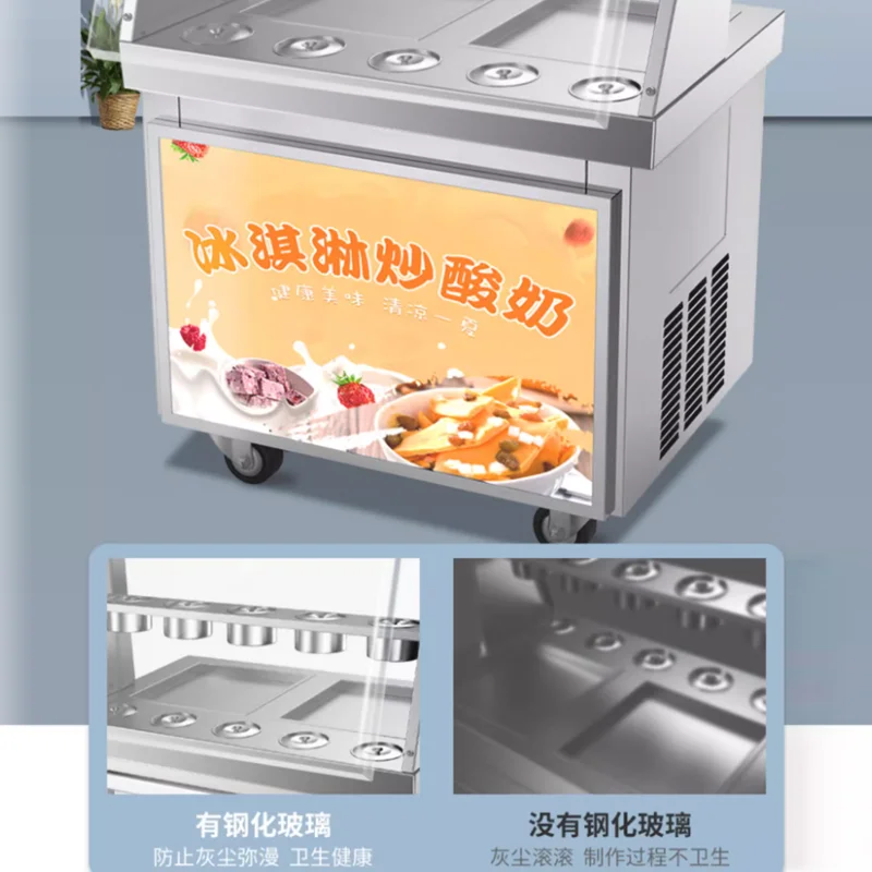 Top Quality Frozen Ice Cream Rolls Double Pan Stainless Steel Fried Ice Cream Machine for Sale