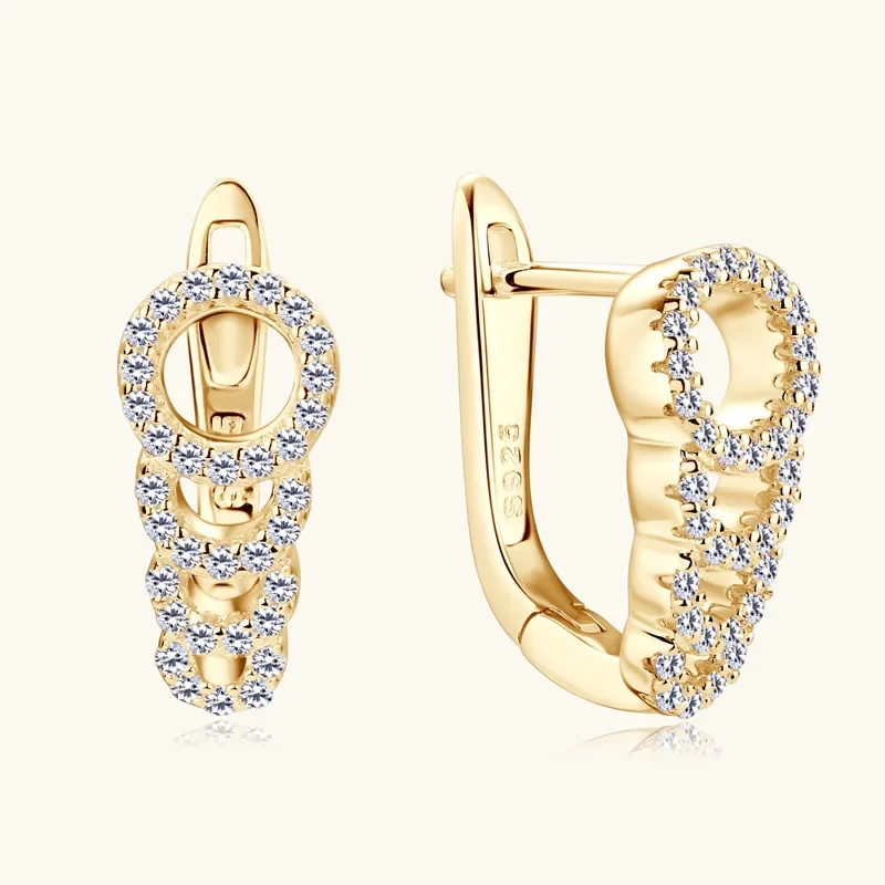 D Moissanite Clip On Earrings for Women Girls Aesthetic 925 Silver Hoop Huggie Earrings New In Accessories 2023 Jewelry