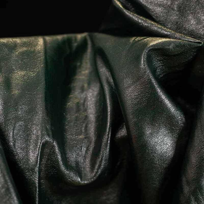 Oil Green Dark Classic Texture Leather Organ  Fold Vertical Texture Handmade DIY Fabric Jacket Leather