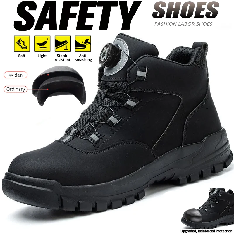 Puncture-Proof Indestructible Construction Shoes Rotating Button Safety Shoes Work Boots For Men Shoes Steel Toe Work Sneakers
