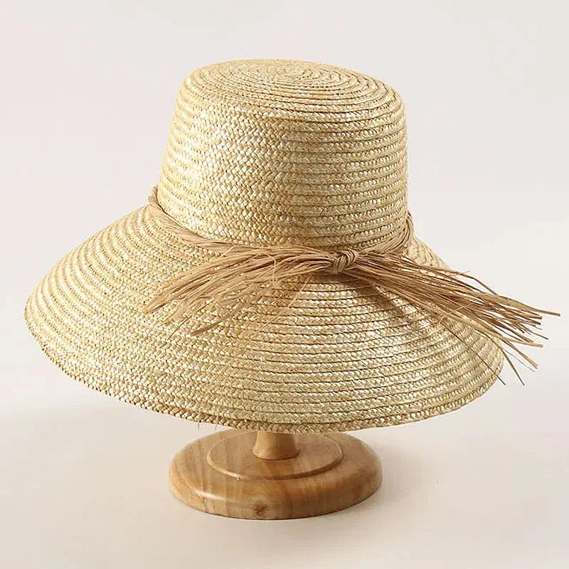 

Summer Hat for Women Wheat Straw Hats Designer Wide Brim Straw Rope Bucket Hat Lamp Shape Sun Hat Travel Beach Hat Wholesale