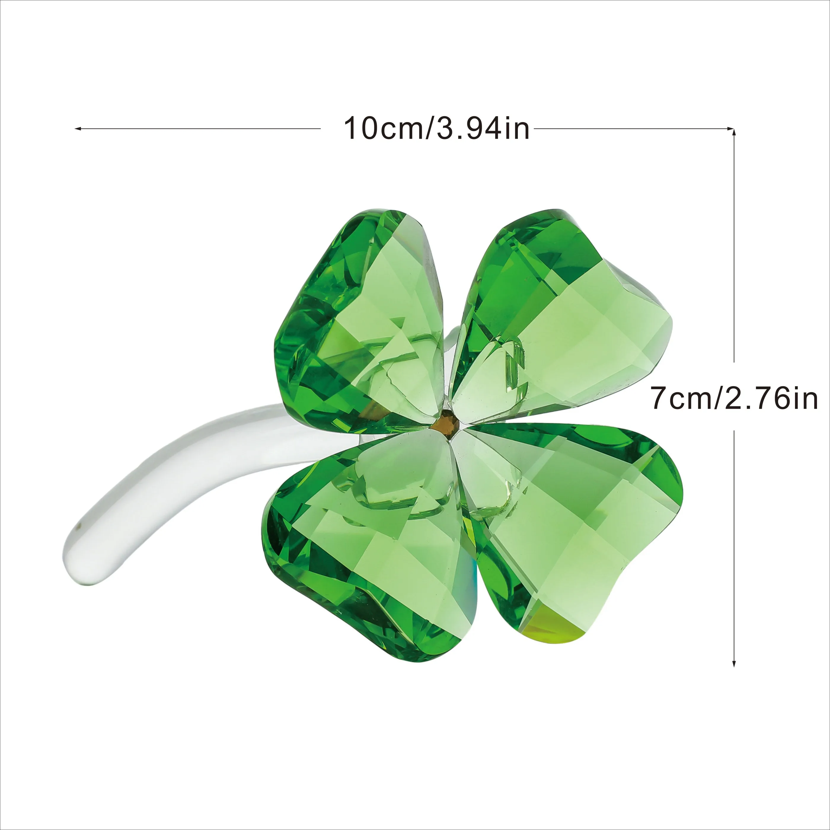 K9 Crystal Lucky Clover Figurine - Minimalist Desk Decor, Fresh Green Ornament for Bedroom, Study, Office, Gift for Home