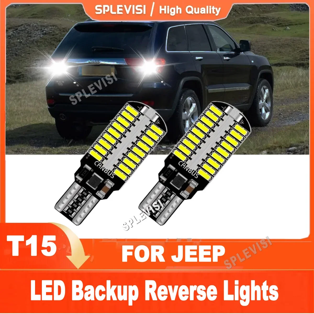 

2x T15 912 915 6000K White LED Reverse Lights Replace For Jeep Grand Cherokee Compass Renegade Patriot