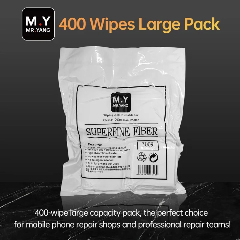 400Pcs Lint Free Cleanroom Wipers Dust Free Fiber Cleaning Cloth for Phone Repair Screen Camera Lens PCB Electronic Components