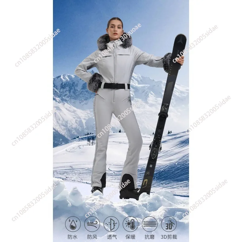 Traje de esquí para mujer, traje de esquí transfronterizo, extremadamente frío, delgado, doble tabla, resistente al viento, impermeable, grueso, cálido, para deportes al aire libre