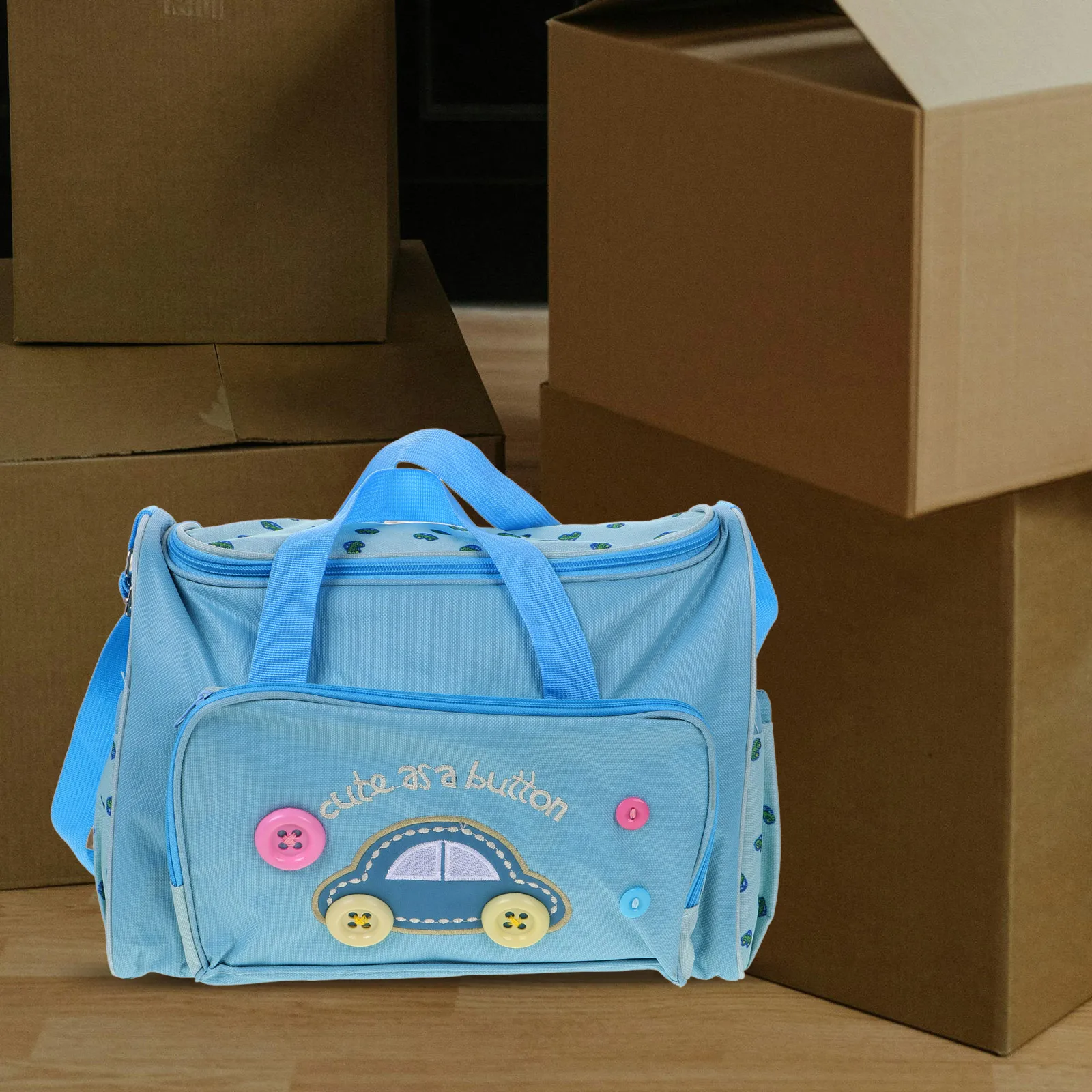 

Mummy Changing Bag Handbag Mommy Four-piece Set Diagonal Span Backpack Blue