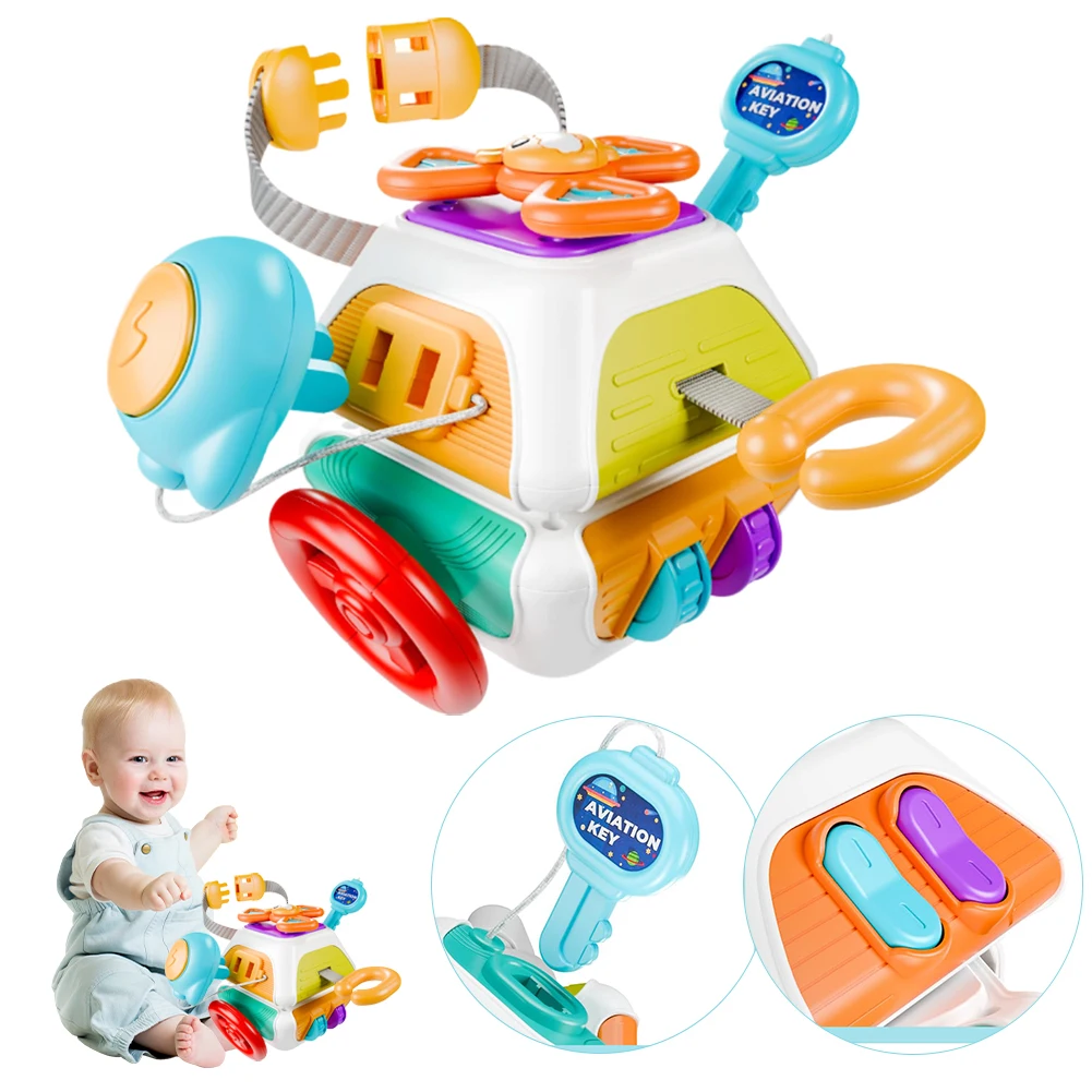 10 in 1 Baby Busy Board Cube Montessori Sensory Toys Infant Carseat Plane Travel Toy for Toddlers 1-3 Years Old