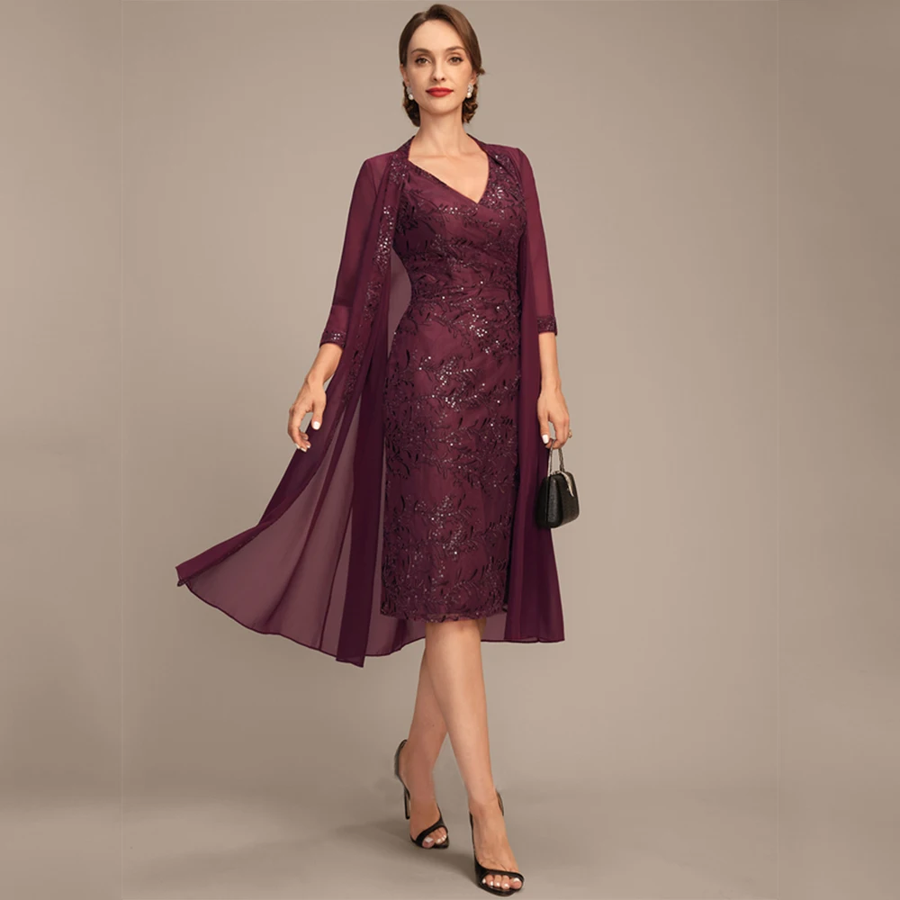 Simple Burgundy Mother of the Bride Dresses Exquisite Wedding Party Gowns Zipper Back 3/4 Sleeve New 2025 Vestido De Customized