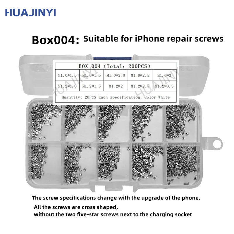 Suitable forHuawei iPhone Oppo vivo  Xiaomi Hongmi Meizu Samsung Android General Phone Screws Repair Box M1.0M1.2M1.4