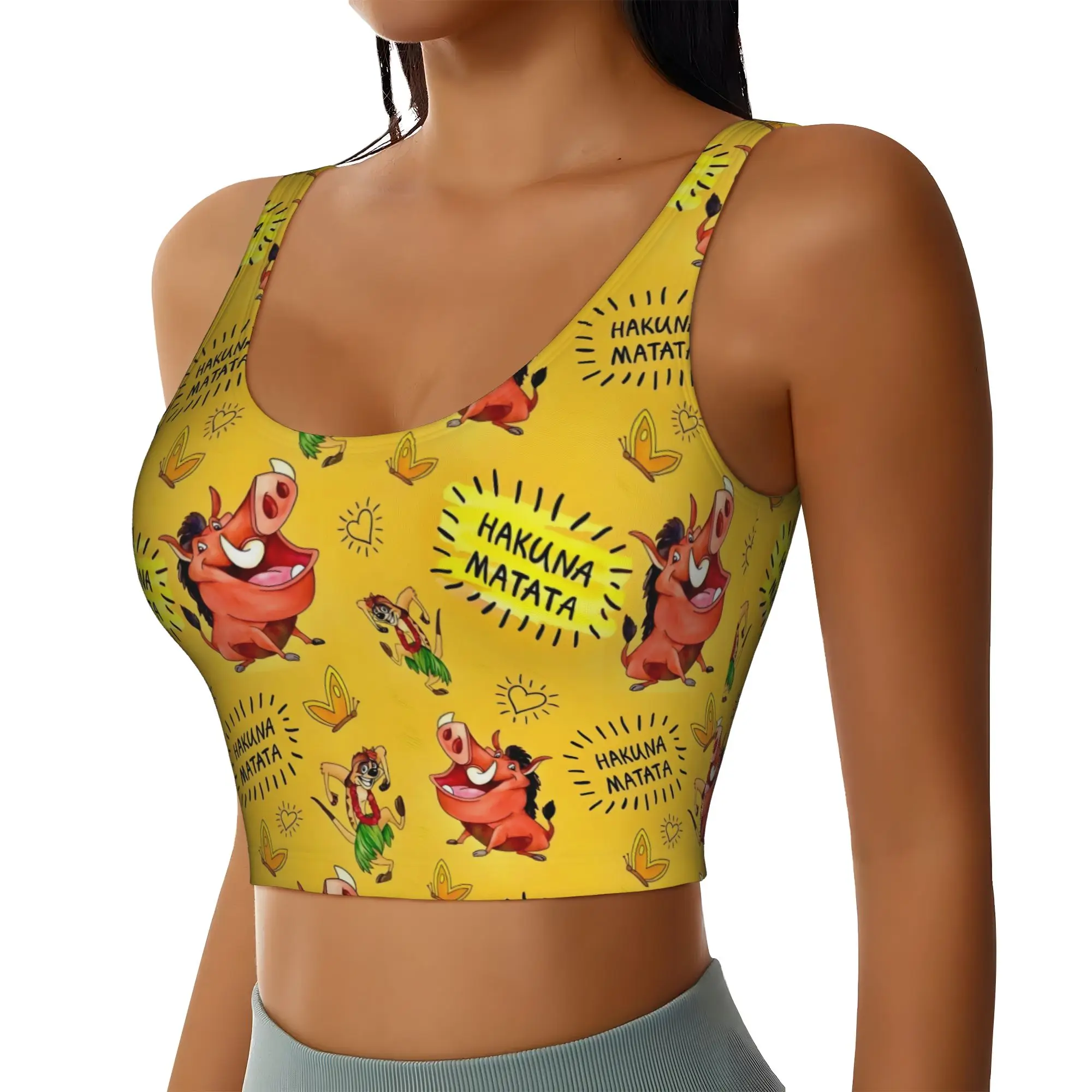 Custom Liones Anime Kinges Sports Bra Women's Hakuna Matata Simba High Impact Workout Yoga Crop Top