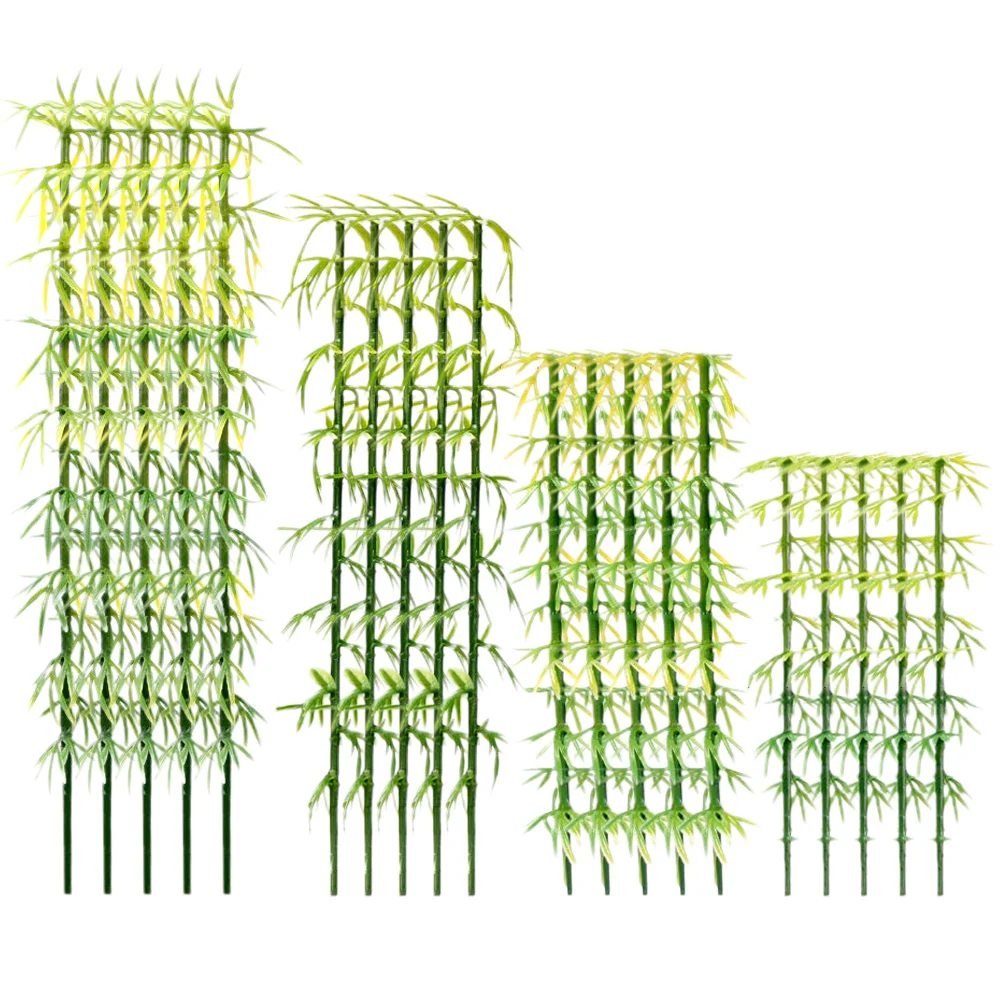 20 Pcs Bamboo Model Faux Plant Miniature Fake Decor Toy Artificial Green Leaves