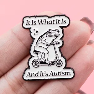 Funny Frog Frog Enamel Pin de animales Broche Pines Pins de la solapa Insignia de autismo en accesorios de ropa de mochila 10 mejores joyas de rana de ventas - №10