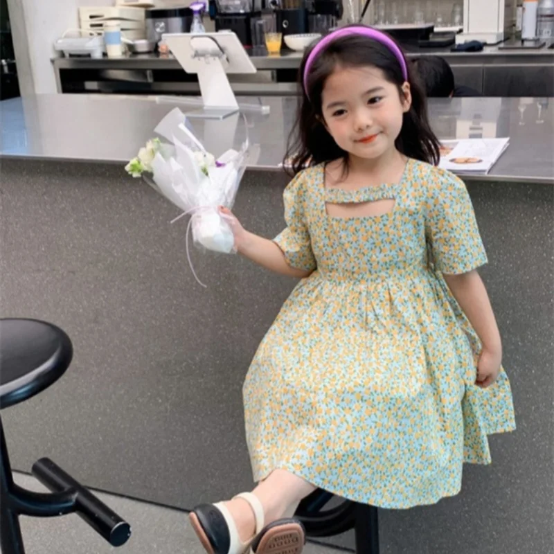 Girl Dress Kids Baby Party Evening Gown Cotton 2024 Vintage Spring Autumn Outwear Garden Flower Girl Dress Children Clothing