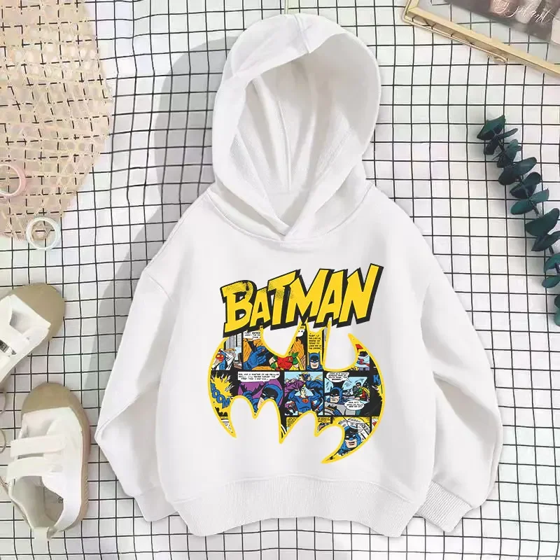 Marve Batman Children Hooded Pullover Hoodies Cartoon Printed Top Spring and Autumn Kid Boy Girl Clothing Fashion Sweatshirts