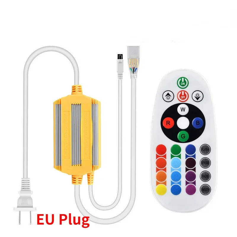 وحدة تحكم عن بعد لاسلكية لشريط إضاءة ليد ، خافت ألوان RGB ، قابس الاتحاد الأوروبي ، جهد عالي ، 16 لون ، ، IP68 ، 4-دبوس ، 11 ، 47-W ، AC our V