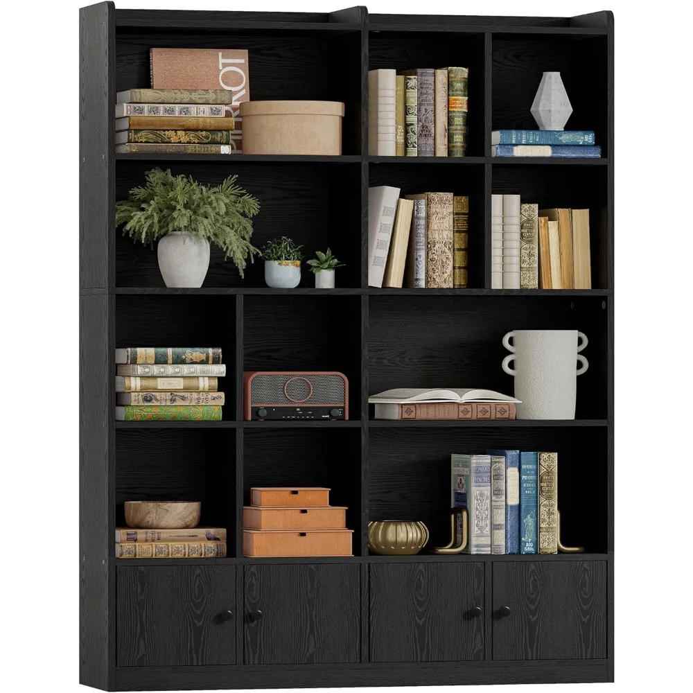 

Bookshelves and Bookcase, 6 Tiers Large Bookshelf with 4 Doors, Floor Standing Tall Display Storage Shelves for Home Offi