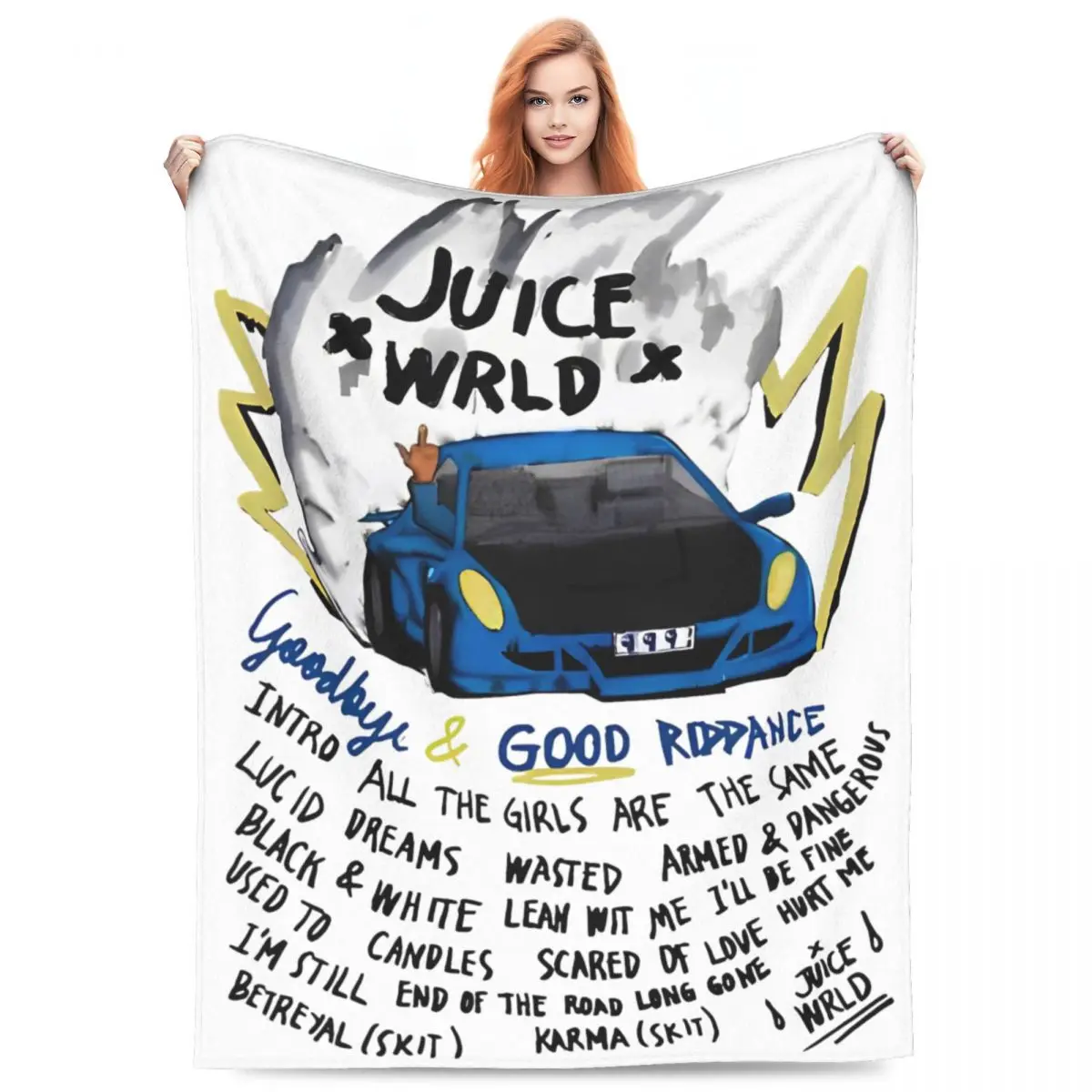 Juice Wrlds Rapper Hip Hop Blankets Flannel Print 999 Pop Rap Comfortable Super Soft Throw Blanket for Sofa Office Quilt