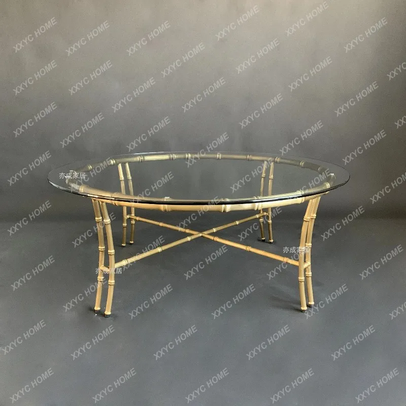 XX  light luxury creative stainless steel bamboo coffee table soft decoration villa model room living room coffee table