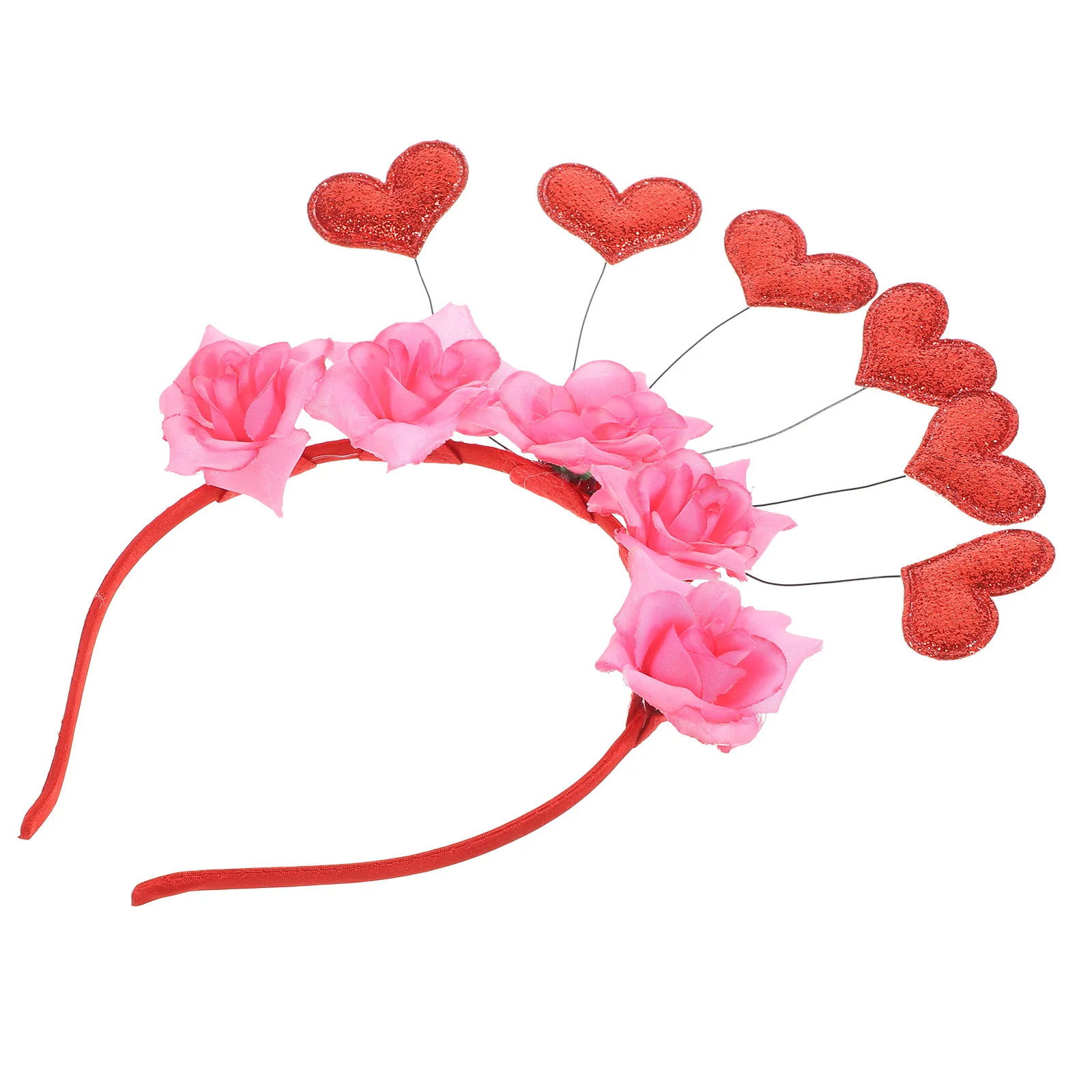 

Heart Shaped Headband Valentine Adults Funny Flower Hair Accessories Party Headdress Realistic Rose Decoration Lightweight