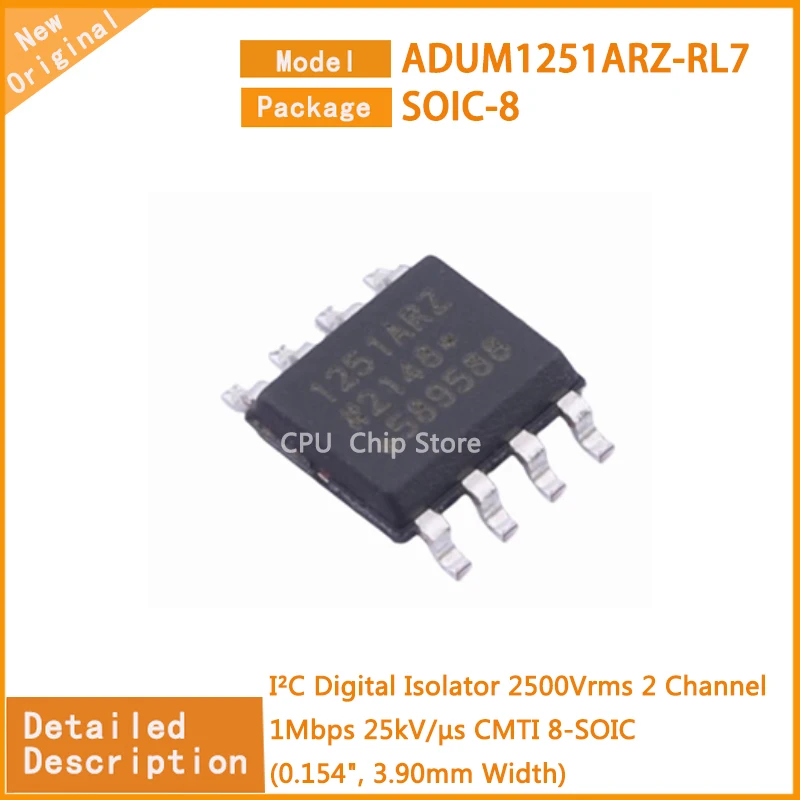 5Pcs/Lot  New Original   ADUM1251ARZ-RL7  ADUM1251ARZ  I²C Digital Isolator 2500Vrms 2 Channel 1Mbps 25kV/µs CMTI 8-SOIC