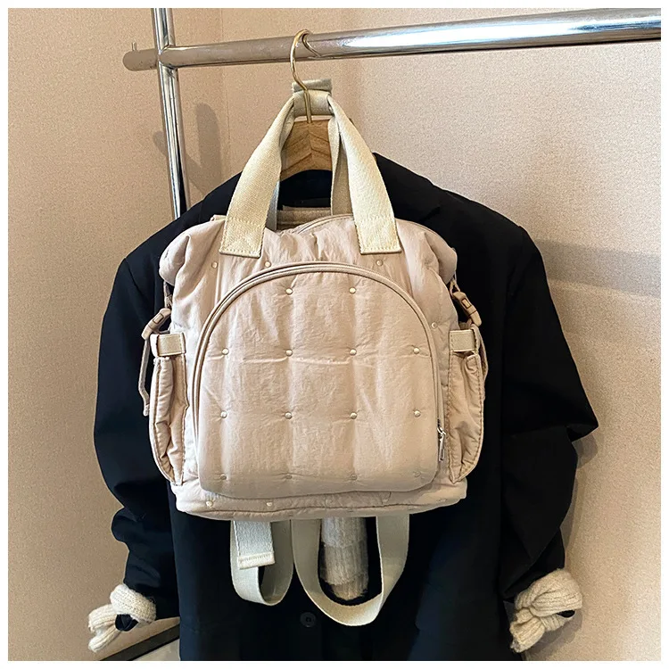 Multifunctional Newborn Outdoor Diaper Bag Korean Fashion Simplicity Backpack Sweet Large Capacity Solid Color Stroller Bag