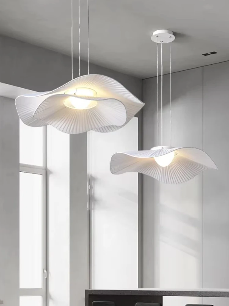 White Art Pleated Petal Chandelier Nordic French Chandelier Light Emitting Diode Ceiling Chandelier Living Room Dining Room