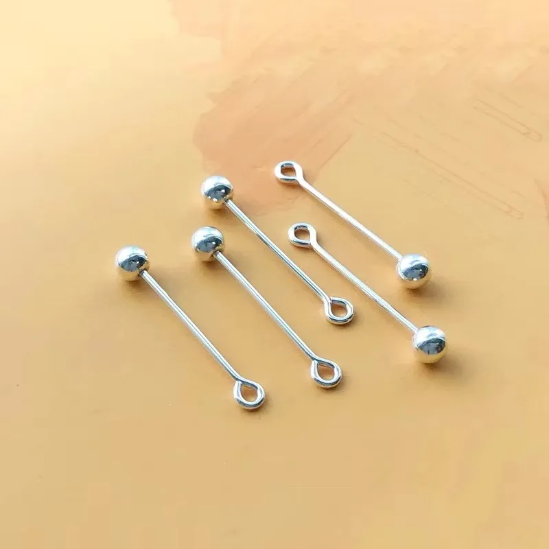 925 Sterling Silver Eye Pins for DIY Making, Threaded Ball Eye Pins, Jewelry Findings, 3mm