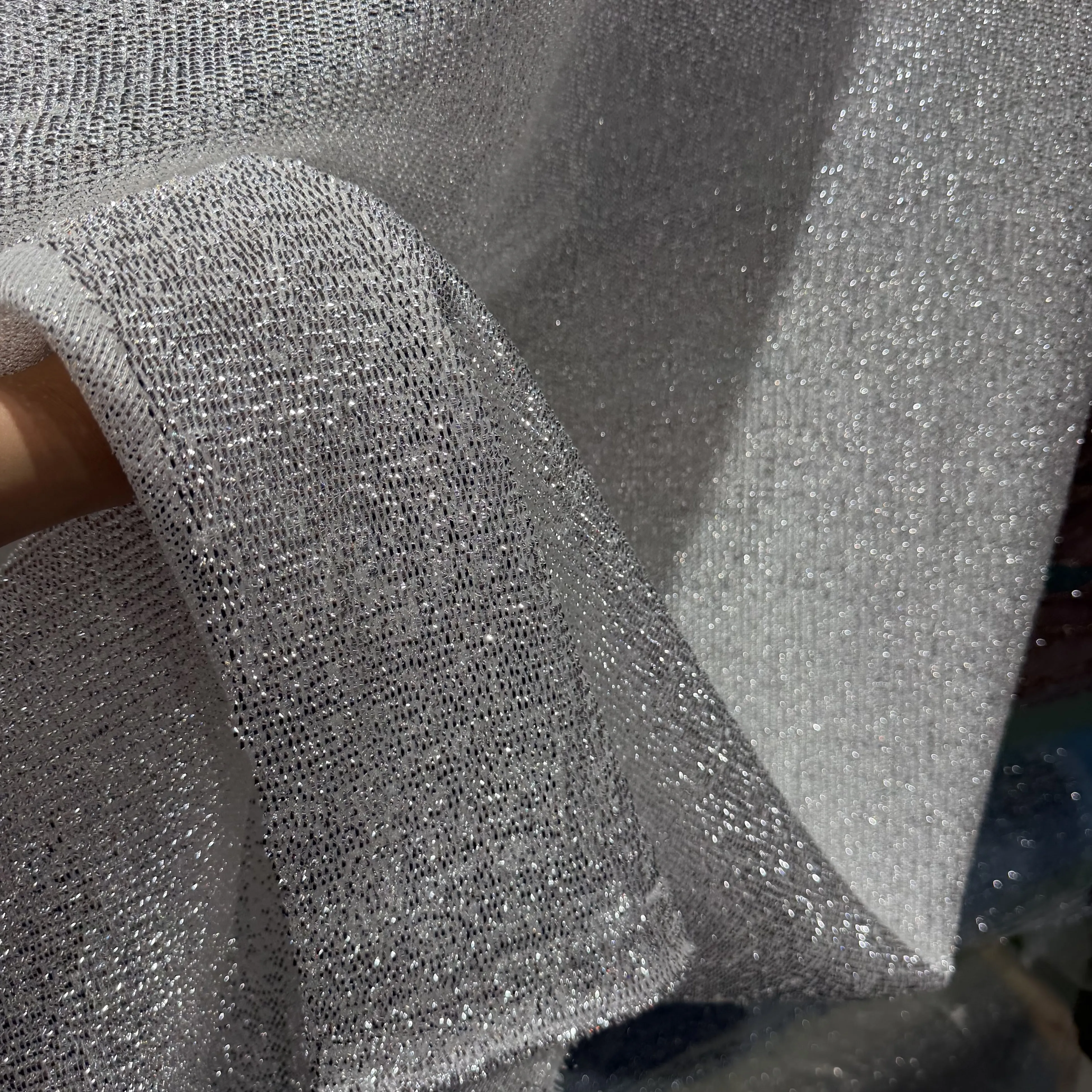 Silver Silk Elastic Net Designer Cloth Handmade DIY Accessories Draping Fabric for Wedding Fabric