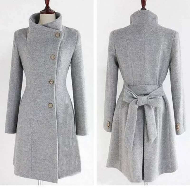 Donne 2022 New Fashion risvolto cappotto di lana donna autunno inverno Manteau Femme soprabito cotone miscelazione cappotti lunghi e sottili di alta qualità