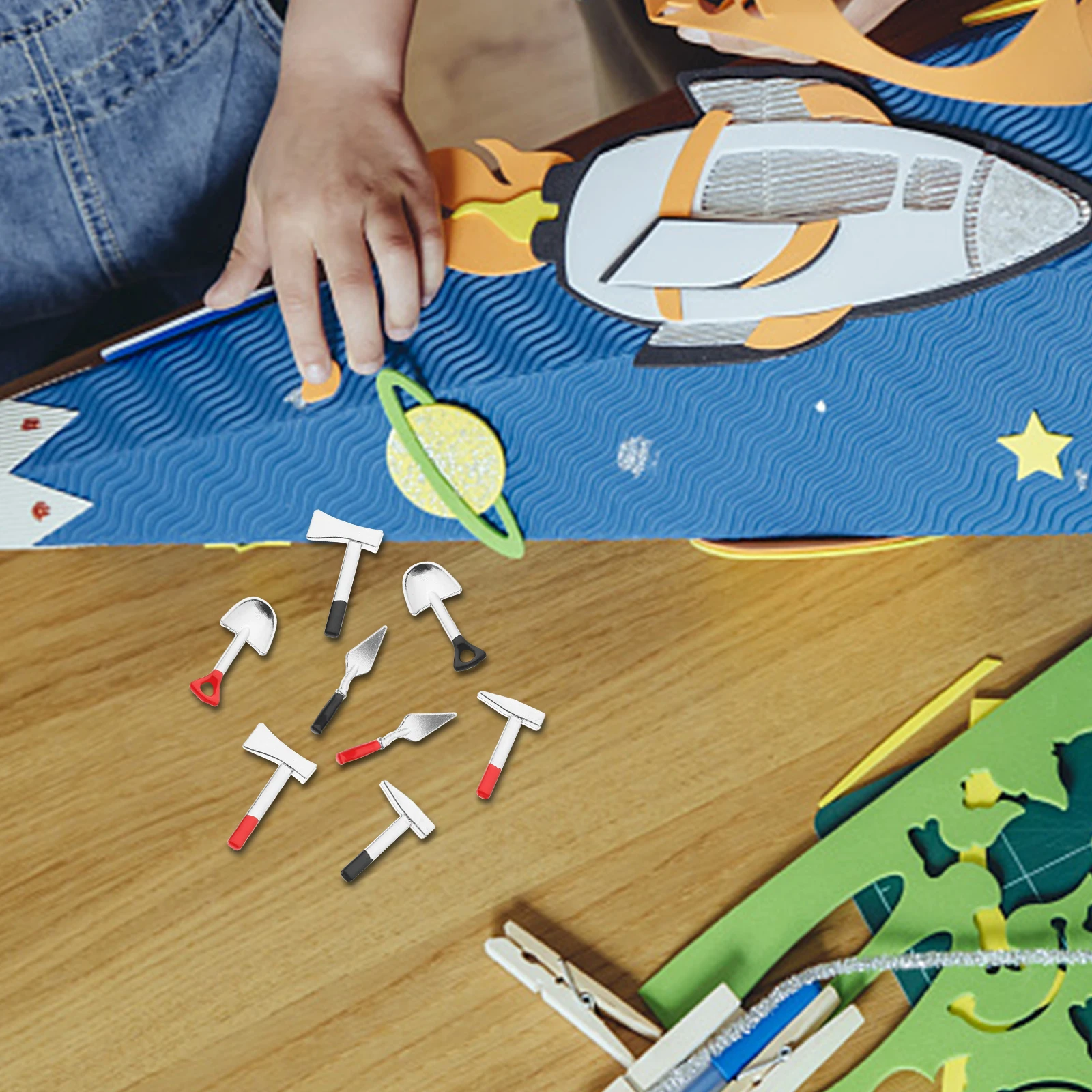 

8 шт., набор миниатюрных садовых инструментов, ретро-дизайн, маленькие инструменты из сплава для мини-декора дома, микропейзажный орнамент, сделай сам, сказочный сад