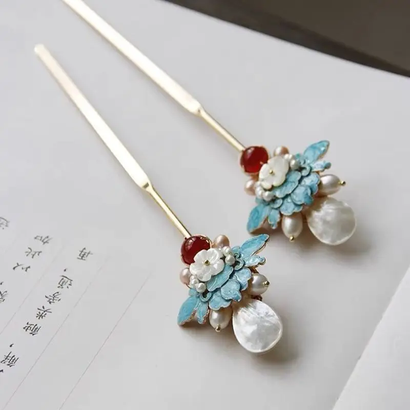 Vintage Hair Stick Luxury Cloisonne Chinese Hairpin for Cheongsam Qipao