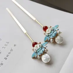 Vintage Hair Stick Luxury Cloisonne Chinese Hairpin for Cheongsam Qipao