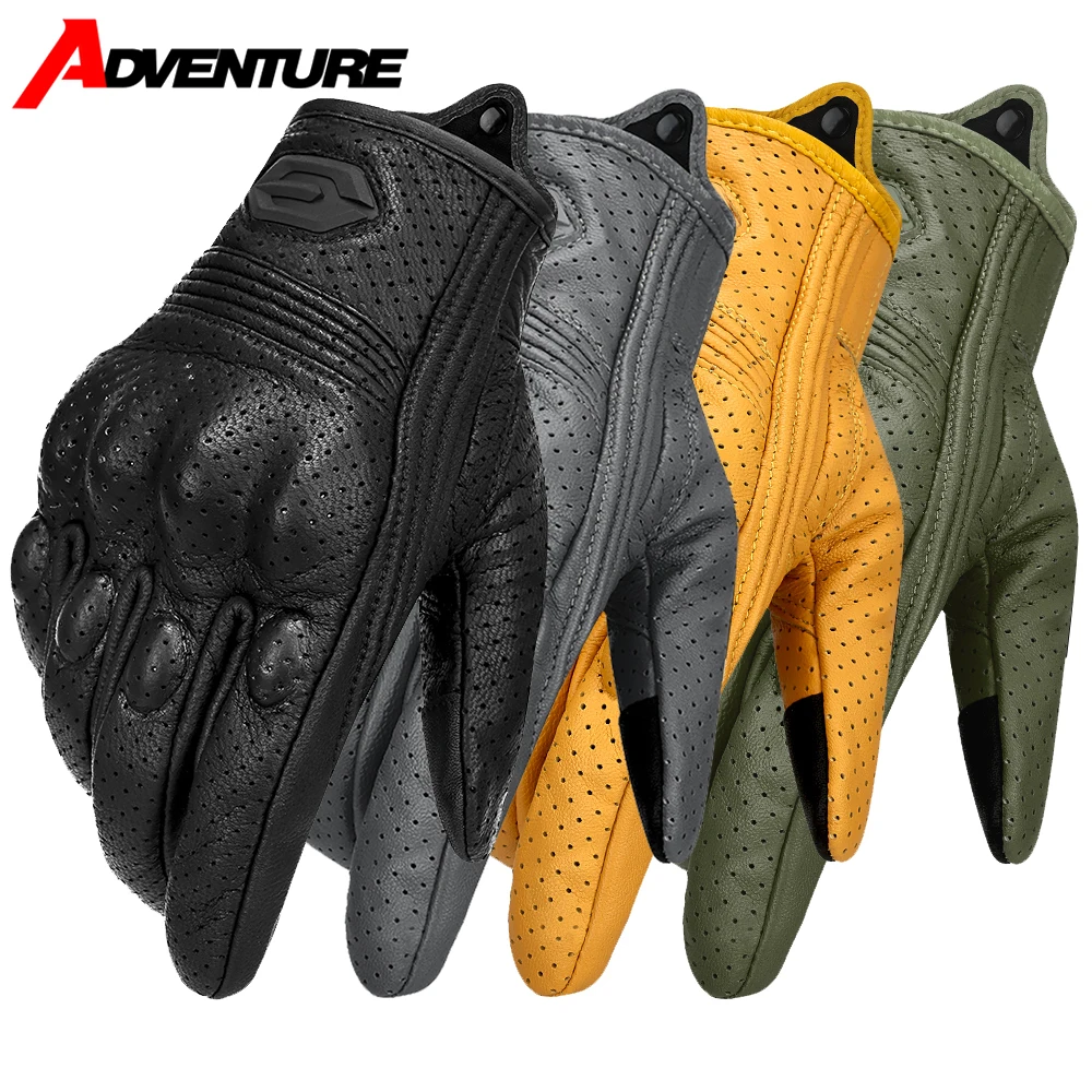 

Кожаные перчатки, противоскользящие, противоскользящие, дышащие, летние мотоциклетные перчатки, износостойкие и устойчивые к царапинам перчатки для езды по бездорожью