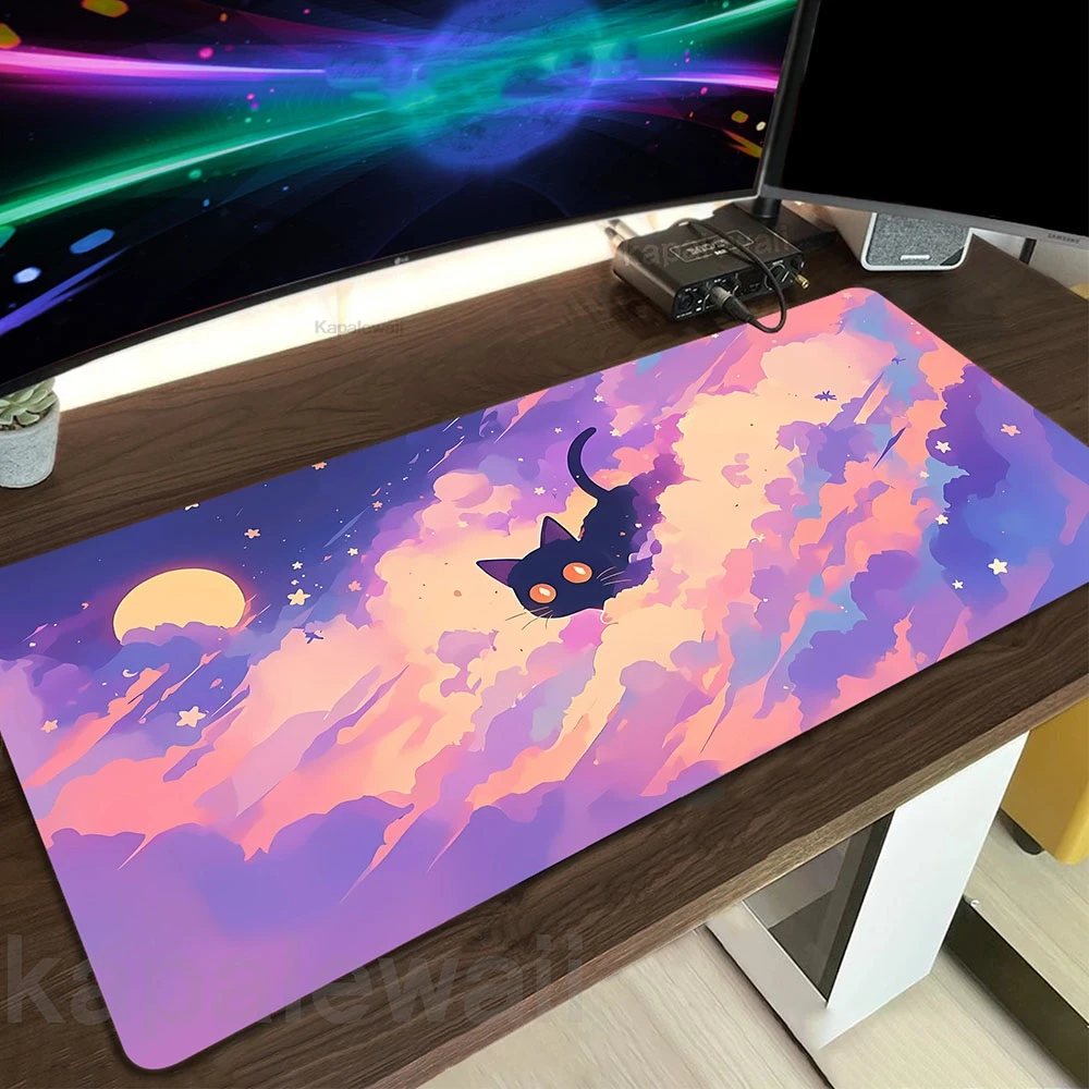 

Space Cat Gaming Mouse Pad Large XL Girls Gift Mousepad Kawaii Desk Mat Extended Pads Big Mousepads Home Office Keyboard Pads