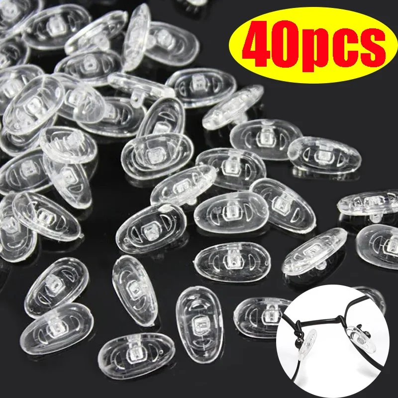 40pcs Transparent Silicone Eyeglass Bracket Soft Nose Pads Nosepads Glasses Comfortable Anti-Slip Nose Pad Glasses Accessories