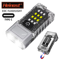 HEINAST EDC Pocket Led Flashlight Tiki Rotating Cap Clip Torches Magnetic Mini Keychain UV Led Torch Light Rechargeable Lamp